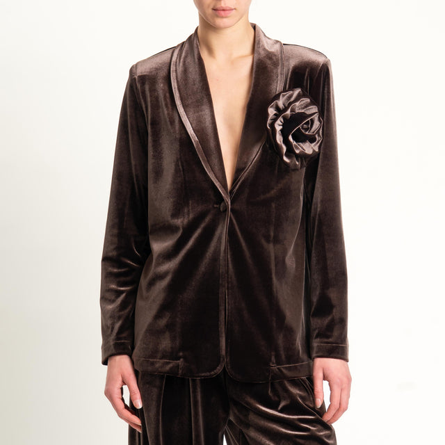 Tensione in-Giacca velluto ciniglia un bottone - moro