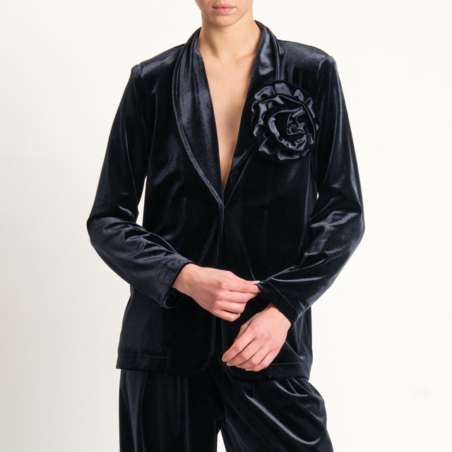 Tensione in-Giacca velluto ciniglia un bottone - nero