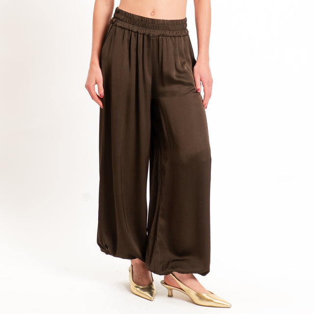 Tensione in-Pantalone balloon in satin elastico in vita - caffe'