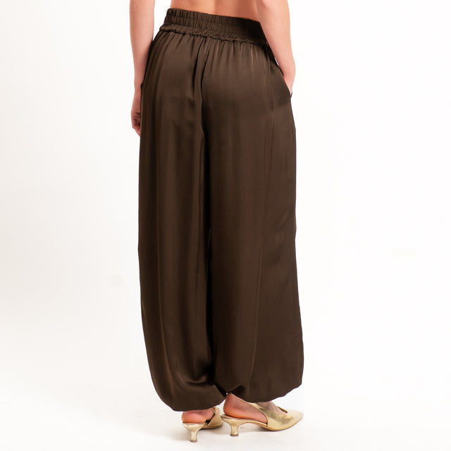 Tensione in-Pantalone balloon in satin elastico in vita - caffe'