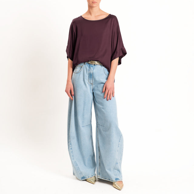 Tensione in-Blusa satin bottoni dietro - burgundy