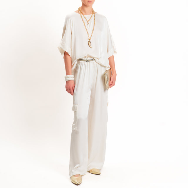 Tensione in-Blusa satin bottoni dietro - burro