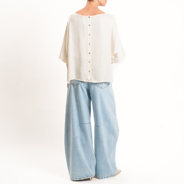 Tensione in-Blusa satin bottoni dietro - burro