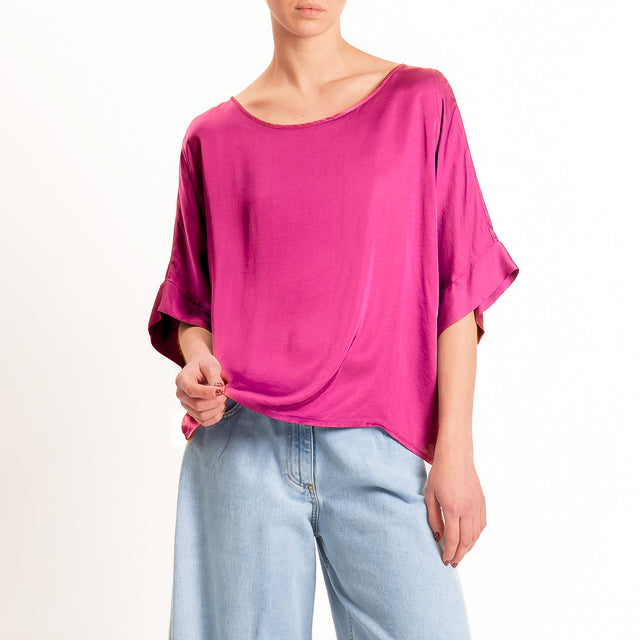 Tensione in-Blusa satin bottoni dietro - berry