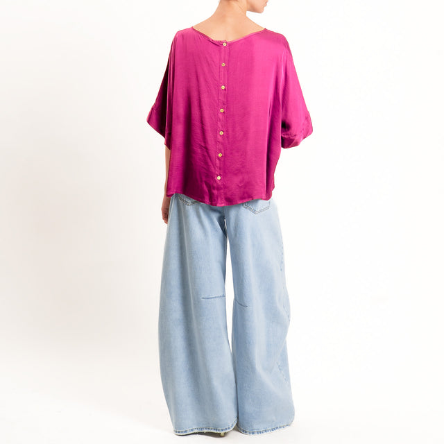 Tensione in-Blusa satin bottoni dietro - berry