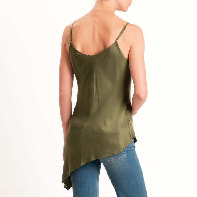 Tensione in-Top asimmetrico in satin - militare