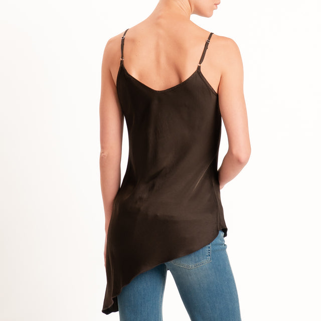 Tensione in-Top asimmetrico in satin - caffe'