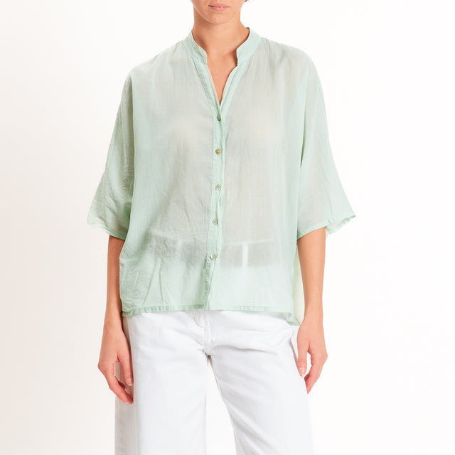 Tensione in-Camicia in mussola collo coreana - acqua