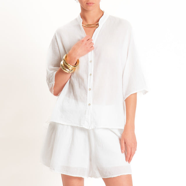 Tensione in-Camicia in mussola collo coreana - latte