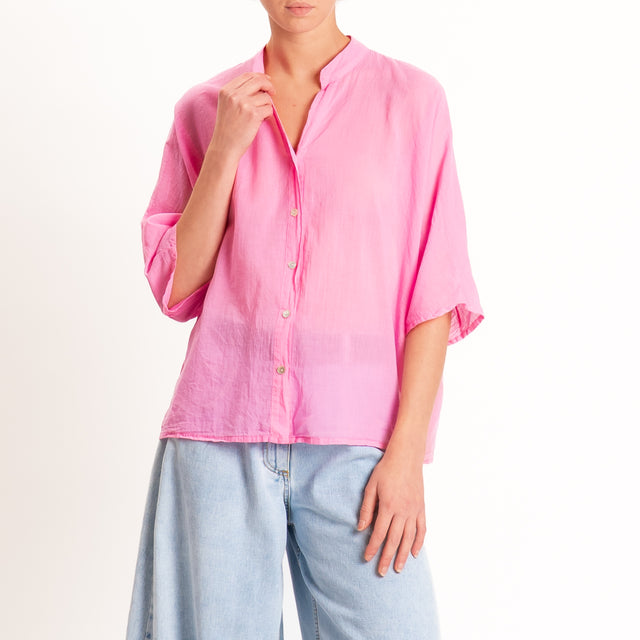 Tensione in-Camicia in mussola collo coreana - bubble