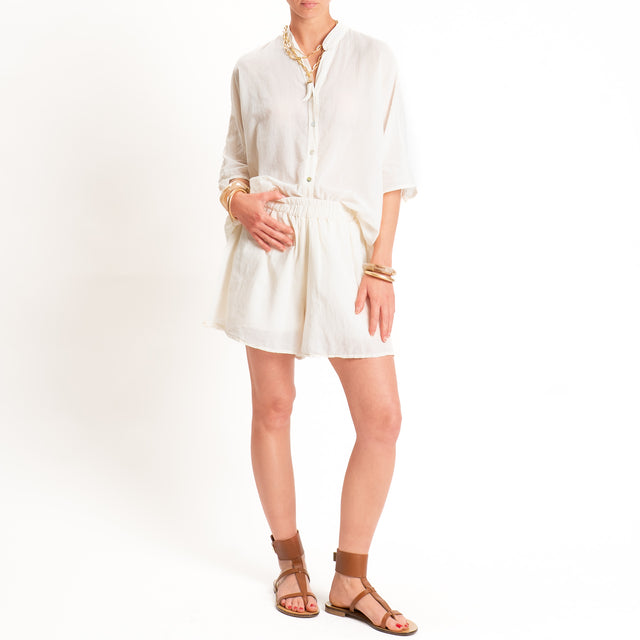 Tensione in-Camicia in mussola collo coreana - burro