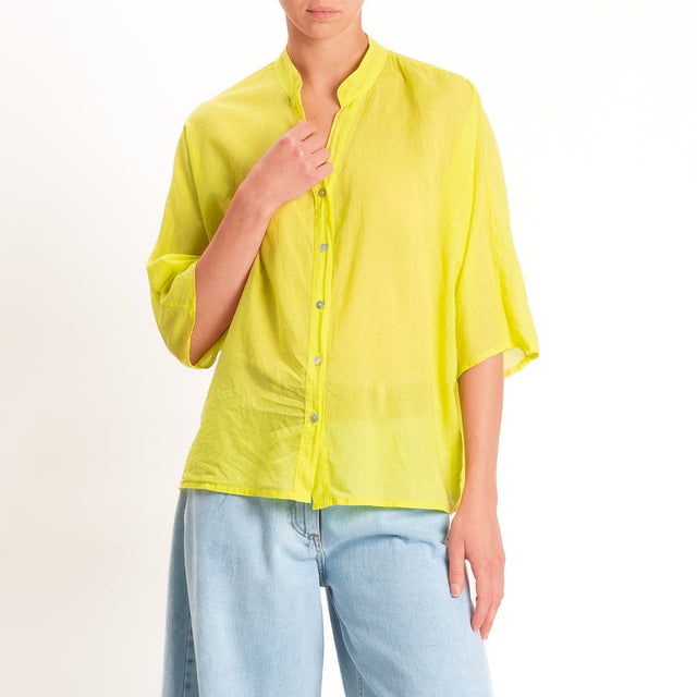 Tensione in-Camicia in mussola collo coreana - lime