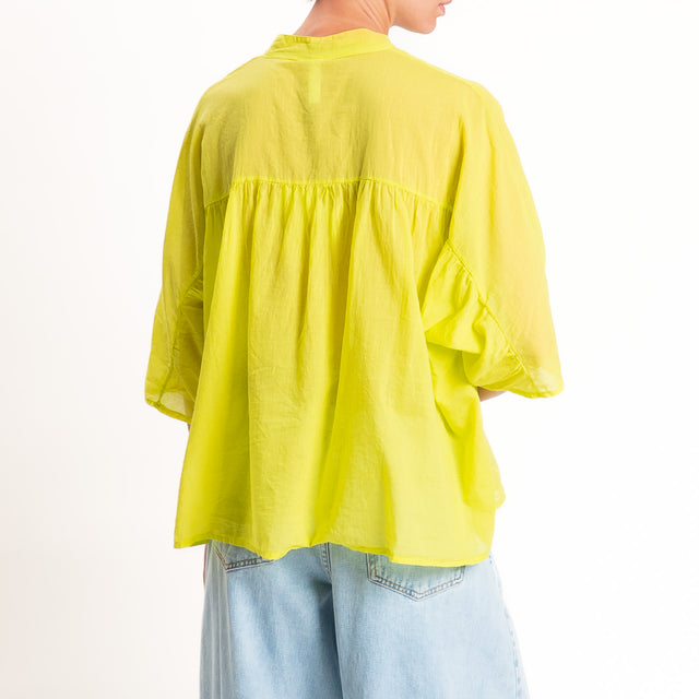 Tensione in-Camicia in mussola collo coreana - lime