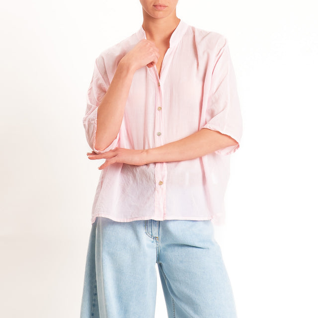 Tensione in-Camicia in mussola collo coreana - rose