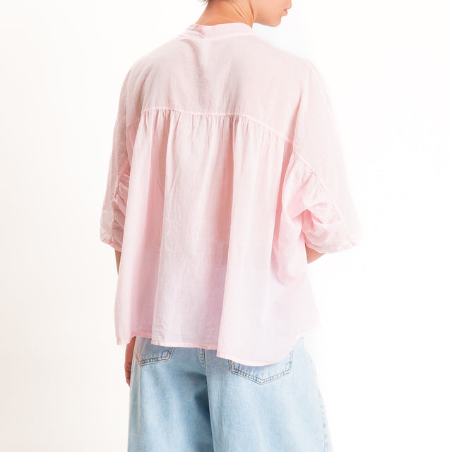 Tensione in-Camicia in mussola collo coreana - rose