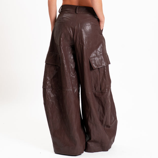 Tensione in-Pantalone cargo similpelle - Bordeaux