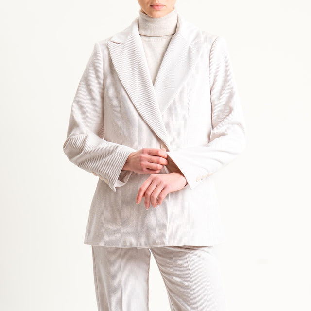 Tensione in-Giacca velluto 500 righe tessuto elasticizzato - panna