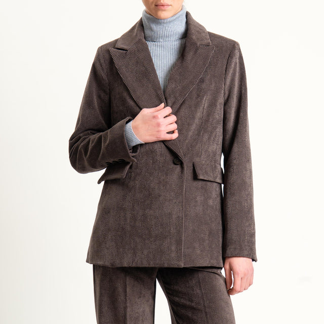 Tensione in-Giacca velluto 500 righe tessuto elasticizzato - moro