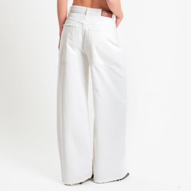 Tensione in-Pantalone GIUSI wide leg tessuto drill - bianco