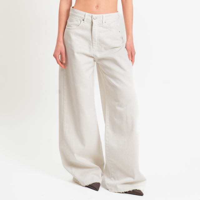 Tensione in-Pantalone GIUSI wide leg tessuto drill - burro