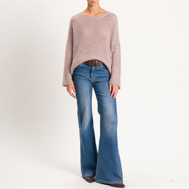 Tensione in-Maglia mohair bottone dietro con paill - beige