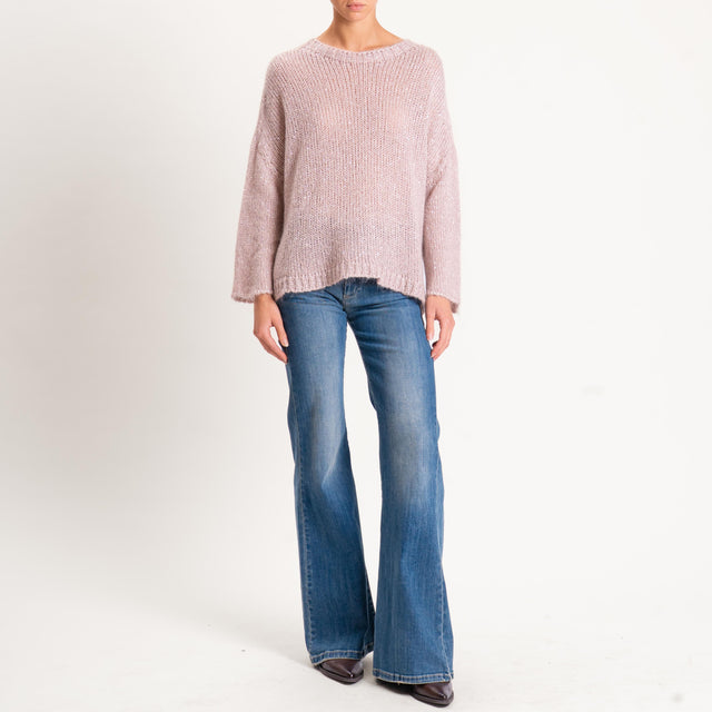 Tensione in-Maglia mohair bottone dietro con paill - rosa