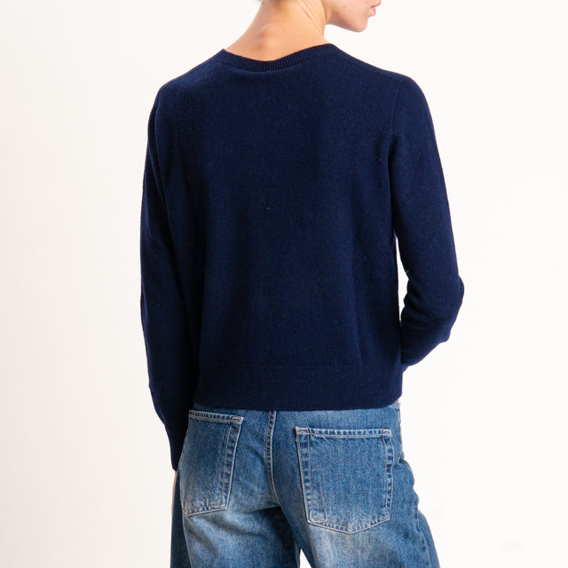 Tensione in-Cardigan 100% lana - blu