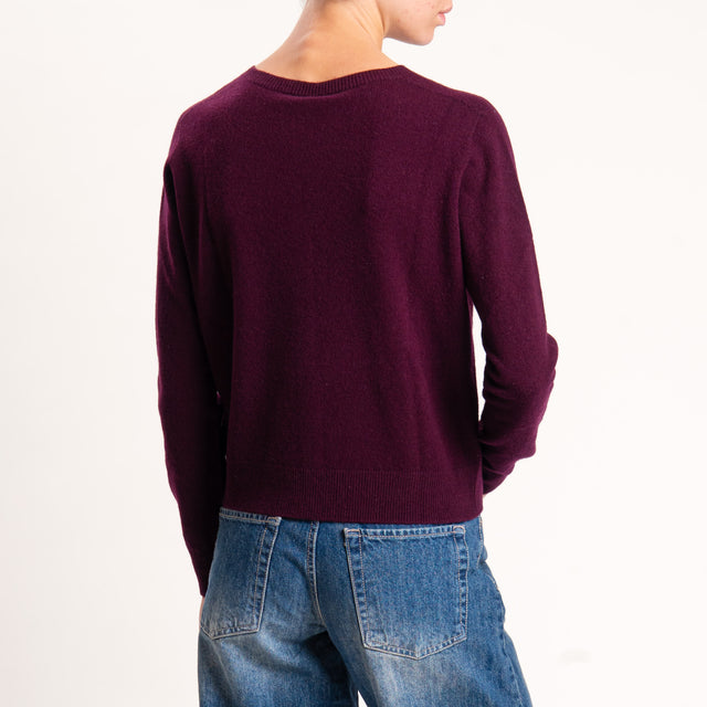 Tensione in-Cardigan 100% lana - vino