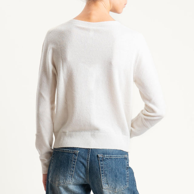 Tensione in-Cardigan 100% lana - burro