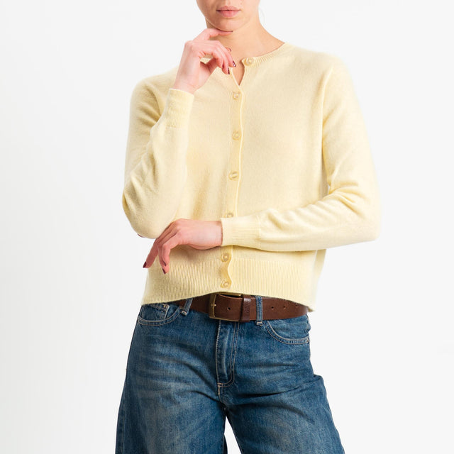 Tensione in-Cardigan 100% lana - giallo