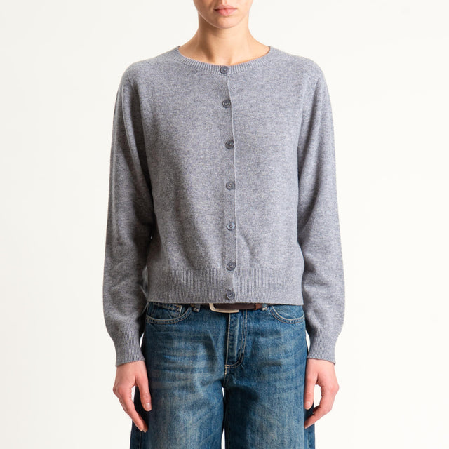 Tensione in-Cardigan 100% lana - grigio melange