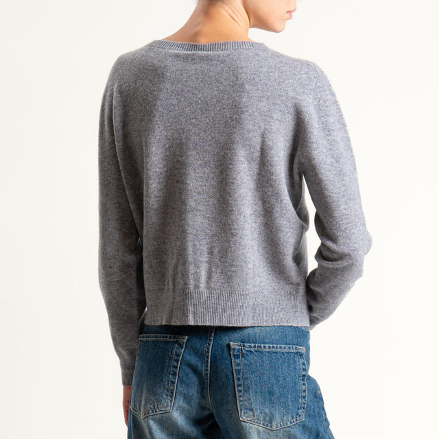 Tensione in-Cardigan 100% lana - grigio melange