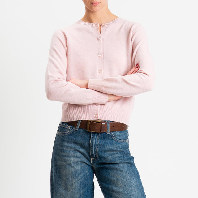 Tensione in-Cardigan 100% lana - rosa