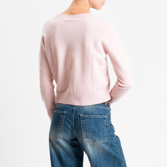 Tensione in-Cardigan 100% lana - rosa