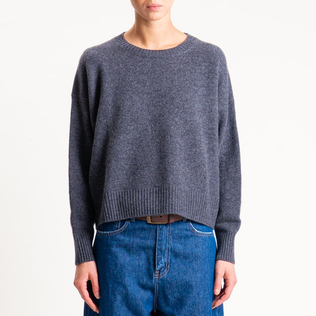 Tensione in-Maglia 100% lana stondata - antracite melange