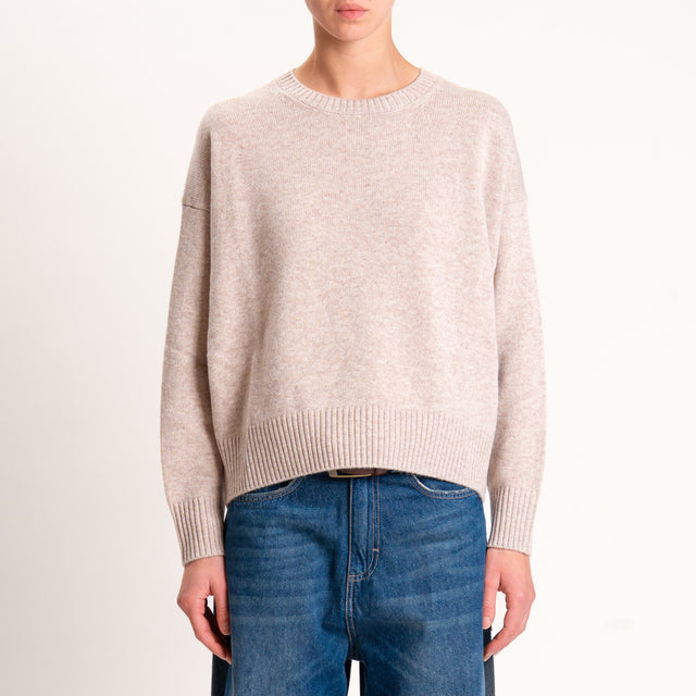 Tensione in-Maglia 100% lana stondata - beige melange