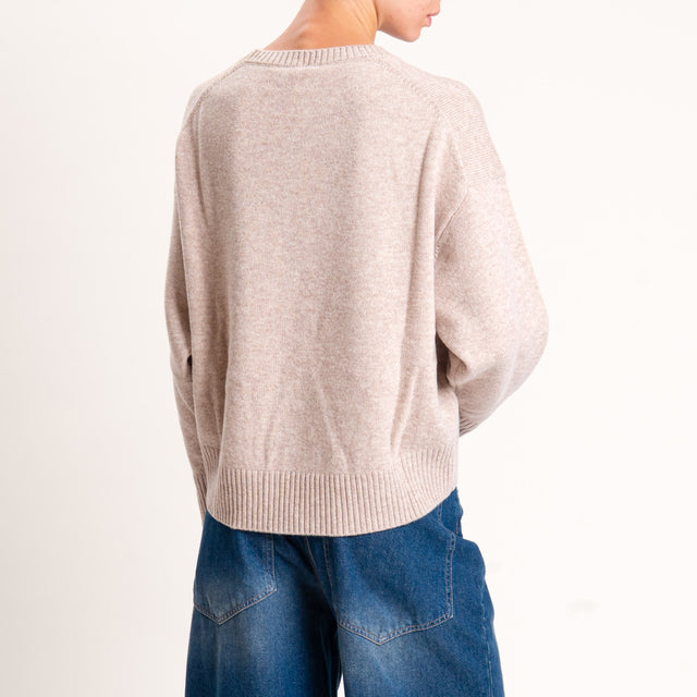 Tensione in-Maglia 100% lana stondata - beige melange