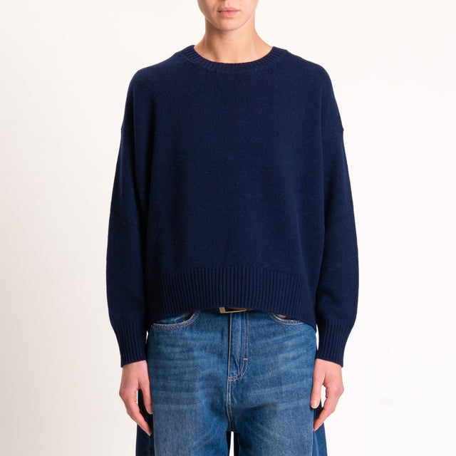 Tensione in-Maglia 100% lana stondata - blu