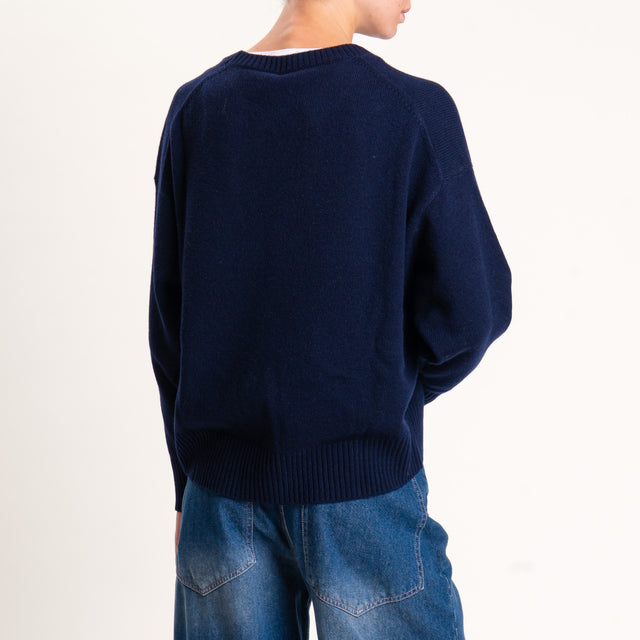Tensione in-Maglia 100% lana stondata - blu