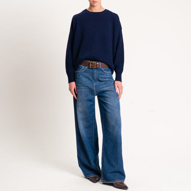 Tensione in-Maglia 100% lana stondata - blu