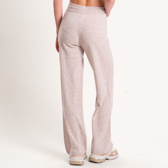Tensione in-Pantalone 100% lana con coulisse - beige melange