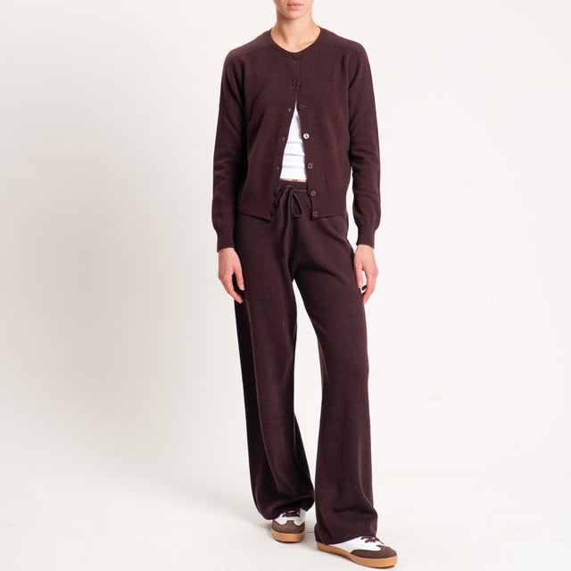 Tensione in-Pantalone 100% lana con coulisse - moro