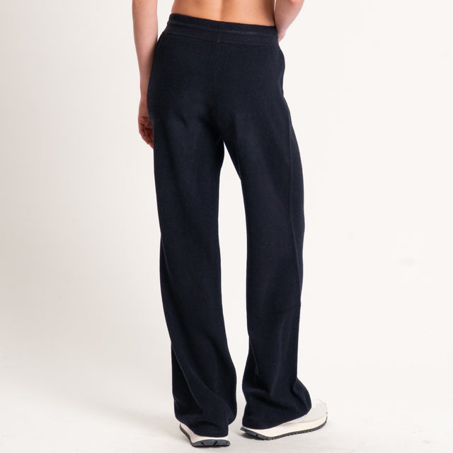 Tensione in-Pantalone 100% lana con coulisse - nero