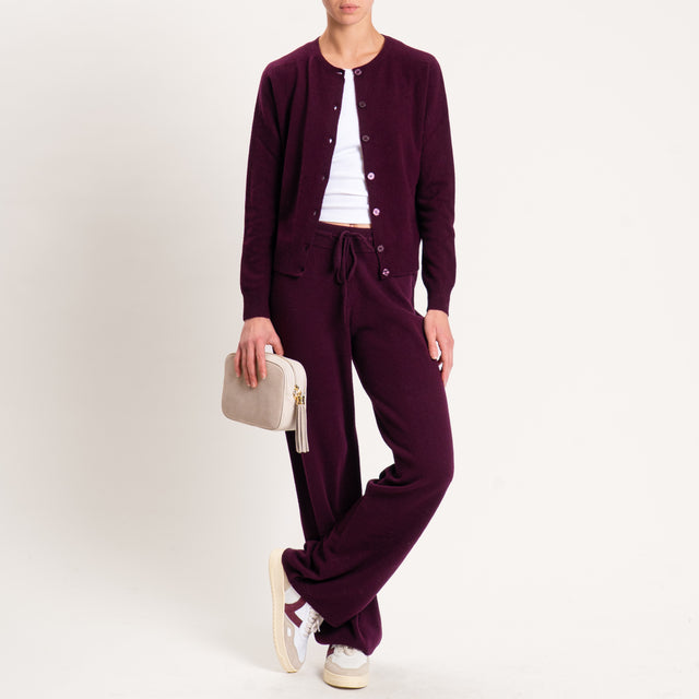 Tensione in-Cardigan 100% lana - vino