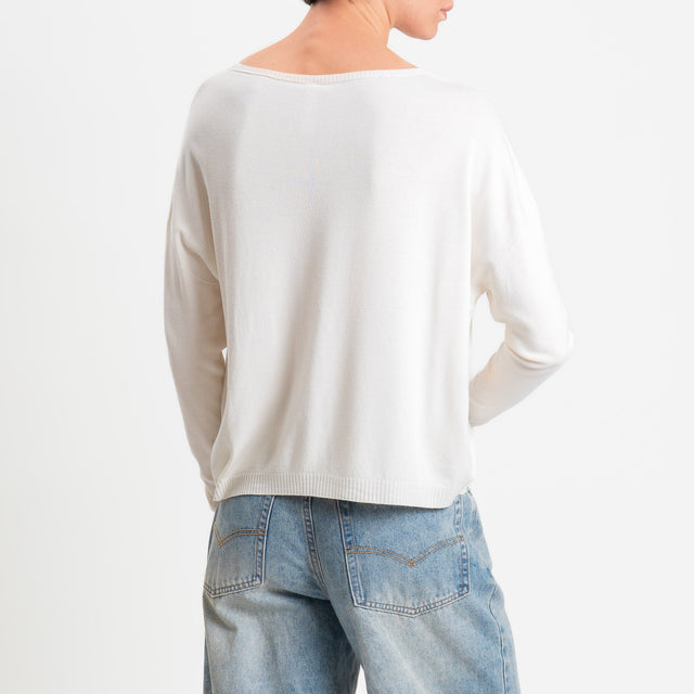 Tensione in -Maglia scatola scollo v - burro