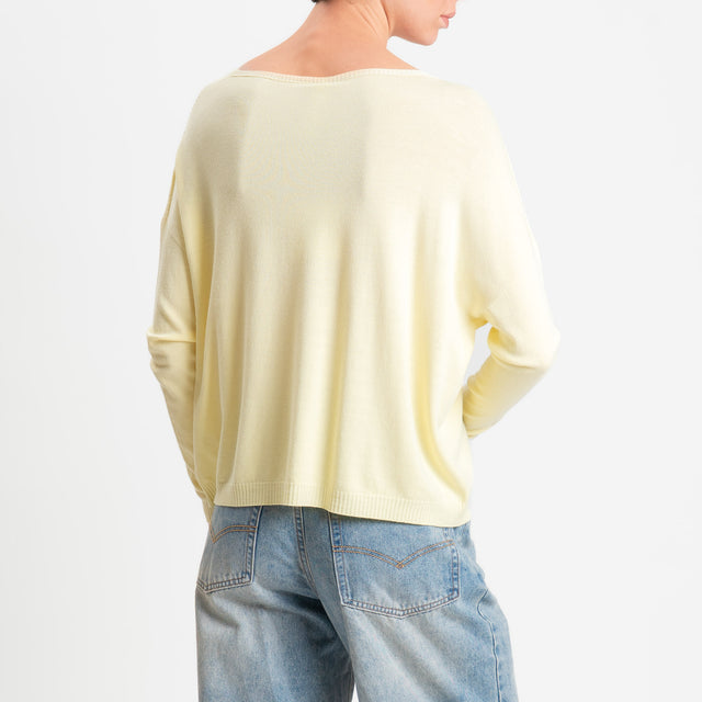 Tensione in -Maglia scatola scollo v - yellow