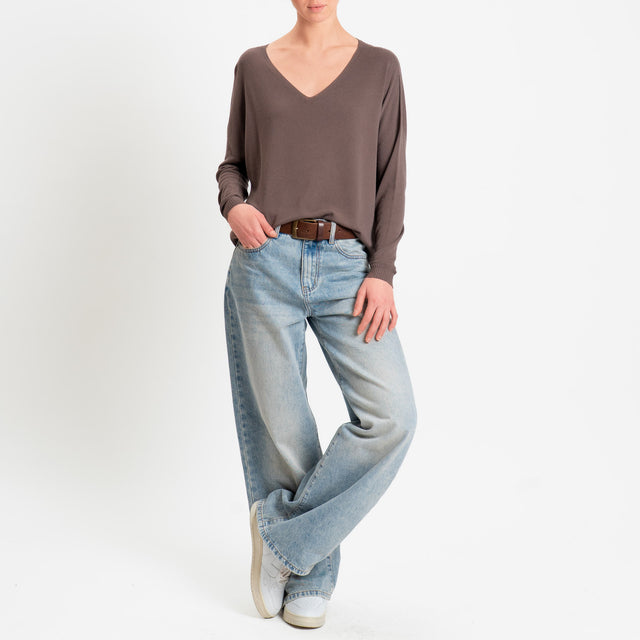 Tensione in -Maglia scatola scollo v - choco