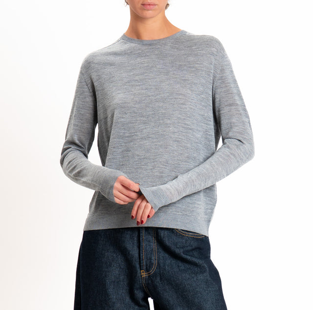 Tensione in-Maglia scatola 100% LANA MERINO - grigio melange