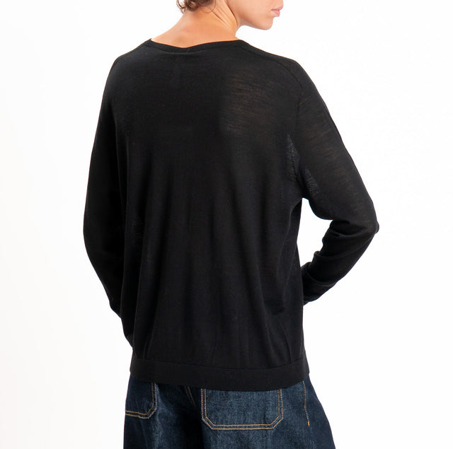Tensione in-Maglia scatola 100% LANA MERINO - nero