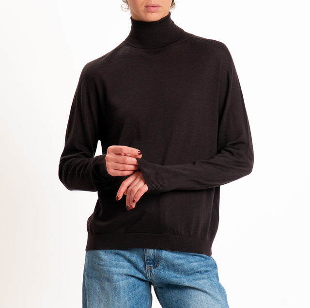Tensione in-Maglia collo alto 100% LANA MERINO - moro